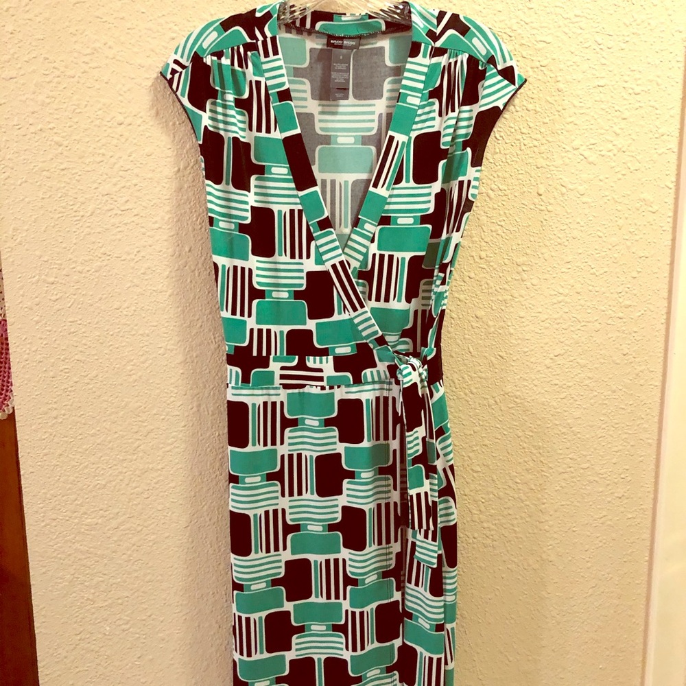 Bisou Bisou Green Wrap Dress
